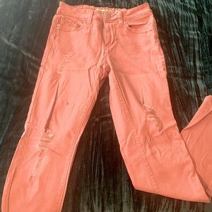 Coral colored Mid rise YMI jeans